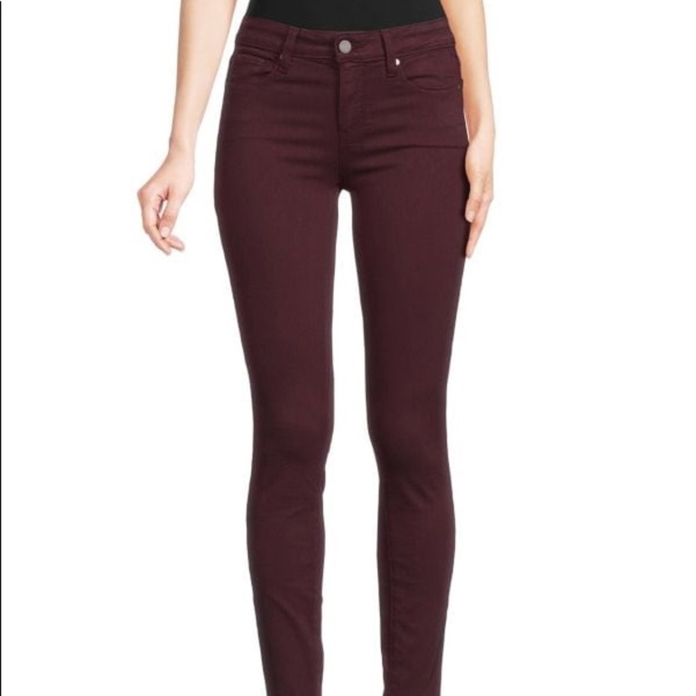 Paige Verdugo Ankle Skinny Jeans. Burgundy. Size 6/28